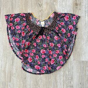 Womens Ric Rac Floral Blouse Top - M